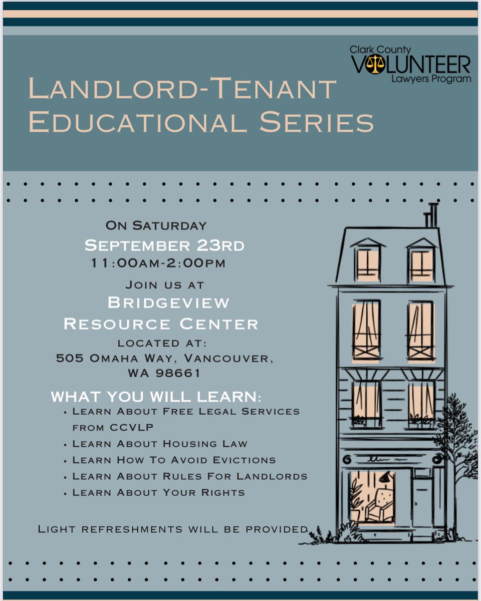CCVLawyers's tweet image. This Saturday at Bridgeview Resource center!