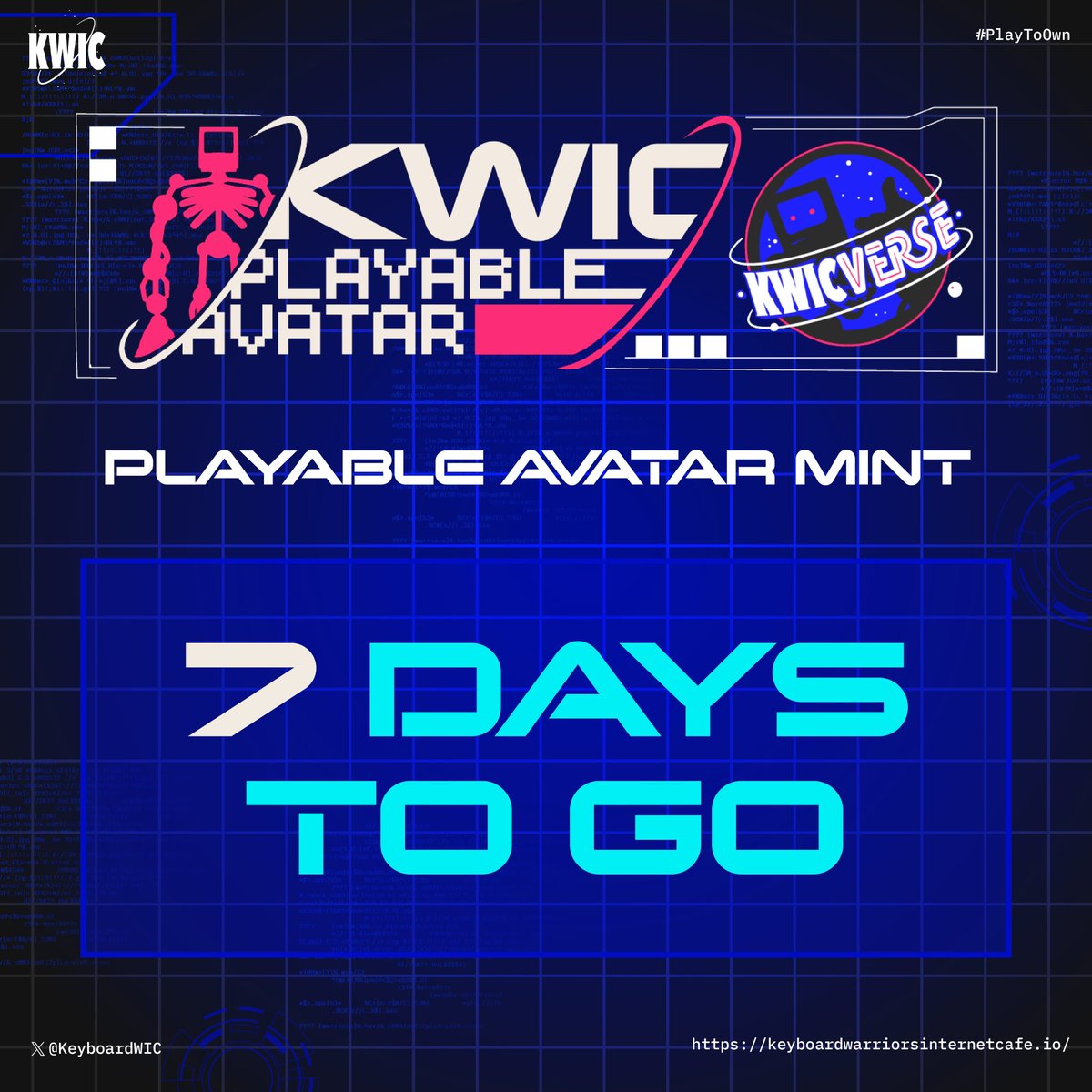 KeyboardWIC's tweet photo. kwic://7.days

There is now only 7 days left until the KWIC - Playable Avatar mint!

Join the KWIC discord for more information: https://t.co/2lnKKqmArr…

#PlayToOwn

#KWIC #CNFT #CNFTCommunity #Cardano #NFT #NFTCommunity https://t.co/GyUOpC7T4i