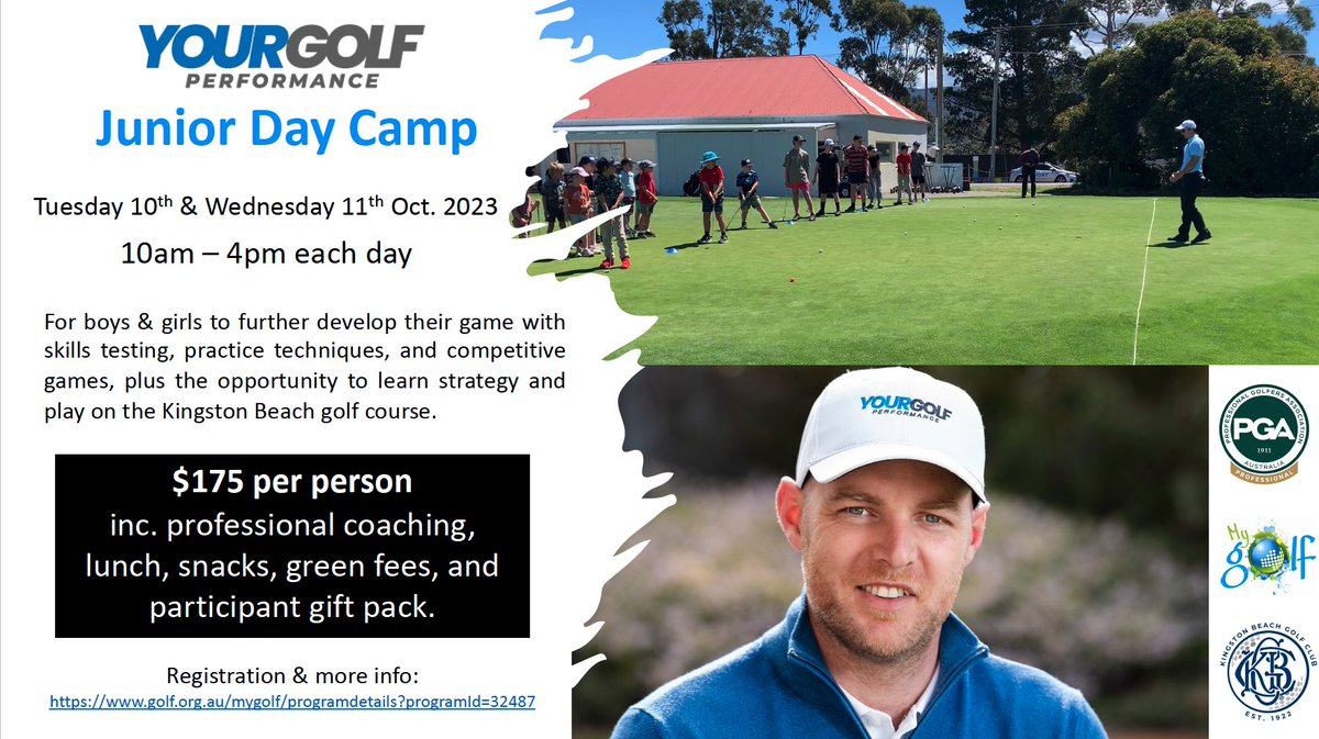 I am hosting a <a href="/YourGolfPerform/">YourGolf Performance</a> JuniorDay Camp this school holidays aimed at boys &amp; girls who have participated in MyGolf clinics, AGF Girls Scholarship program, or have had other prior golf experience. 
Places are limited. More info &amp; rego; golf.org.au/mygolf/program…
