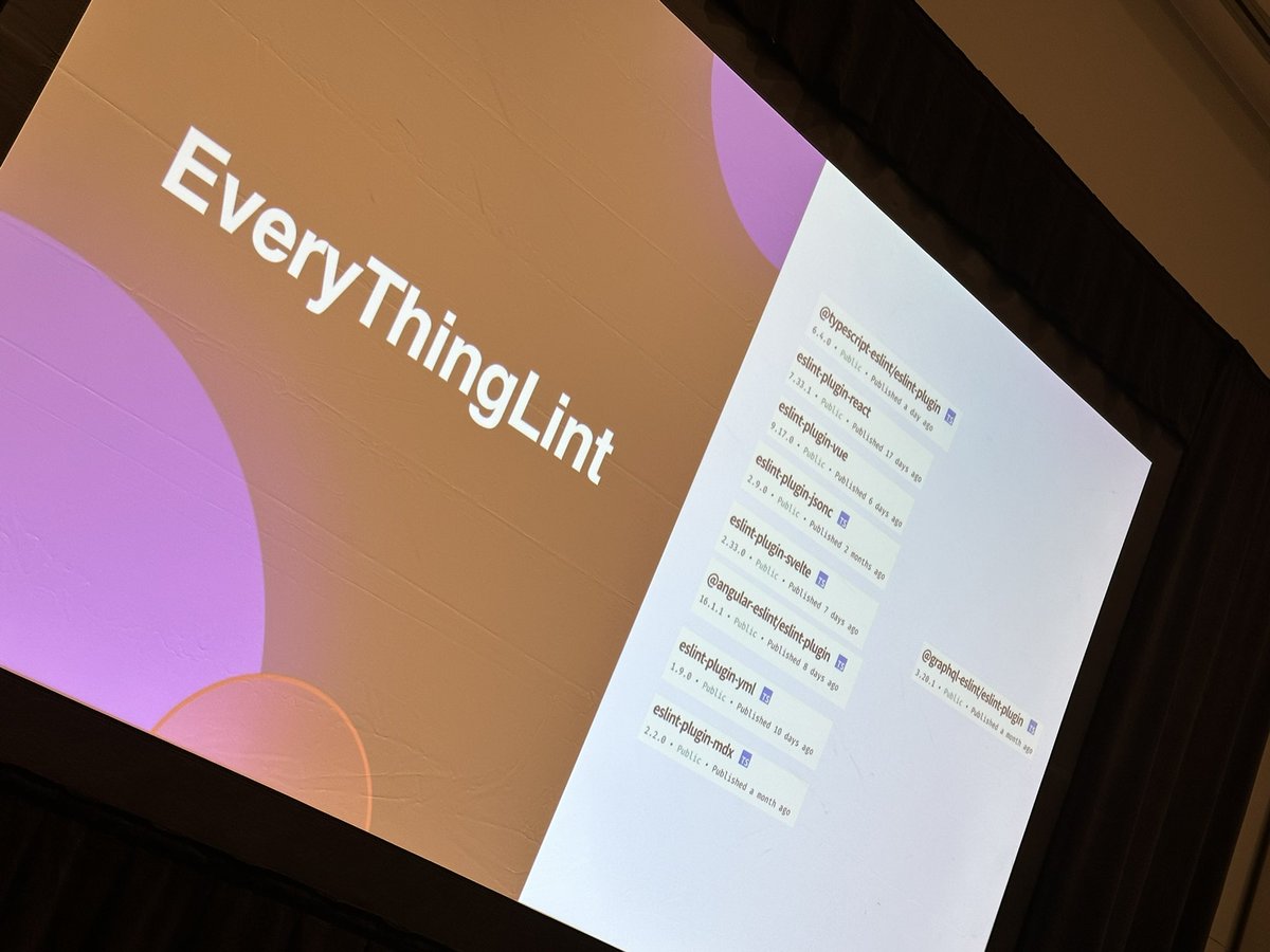 enisdenjo's tweet photo. ESLint is not just EcmaScriptLint, it is actually EveryThingLint! @B2o5T shares his work at the #GraphQLConf 📣 https://t.co/Ya4og2BF7Y