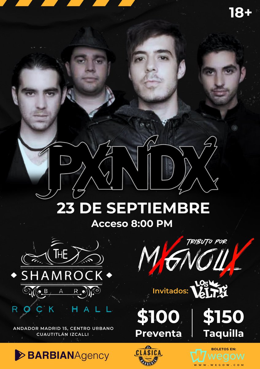 BarbianAgency's tweet photo. ¡Fans de PXNDX!

Este sábado 23 de septiembre se presenta Mxgnolix en The Shamrock izcalli. 

Boletos a la venta en @wegowmx: https://t.co/vVN5NhY3L2 https://t.co/TjMPK6UpSX
