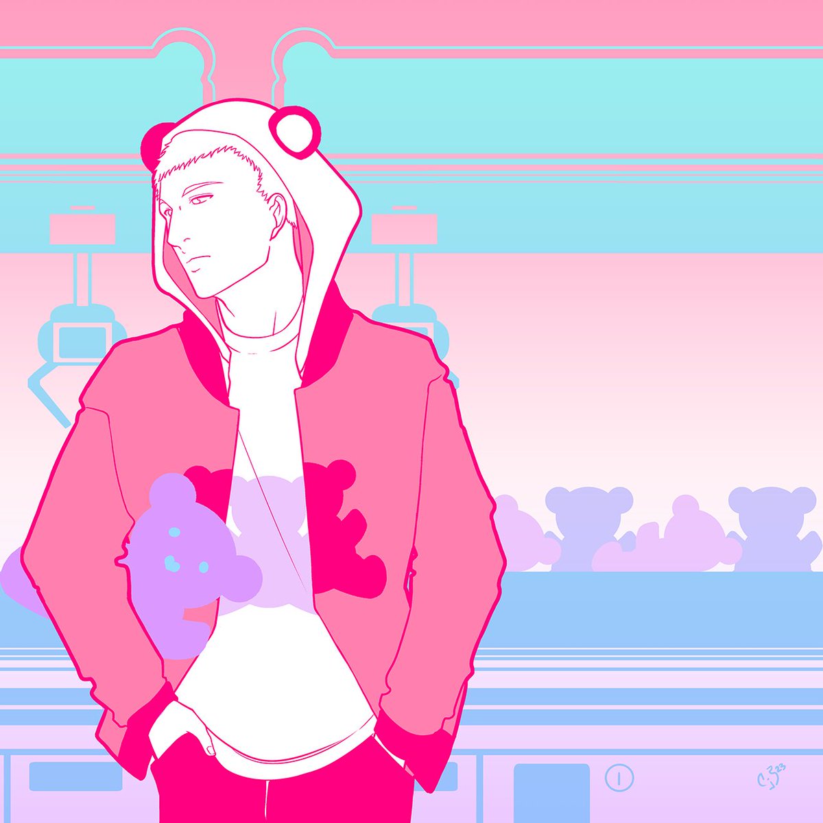 cjjoughin's tweet photo. Neon bear bliss. Final print I'll be bringing to RCCC this weekend! I'll be at AA04 with @alkcomics https://t.co/D0gSpn3OBO