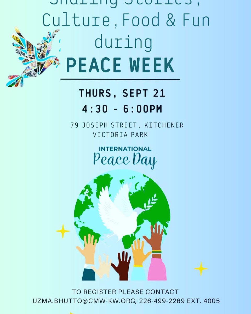 Celebrating the International Day of Peace and start of #PeaceWeek2023 feels good! Our community is fortunate to have peace leadership from <a href="/GrebelCPA/">Kindred Credit Union Centre for Peace Advancement</a> <a href="/CMW_KW2010/">Coalition of Muslim Women</a> <a href="/ajustcommunity/">Community Justice Initiatives</a> and @TREEducation and so many others!