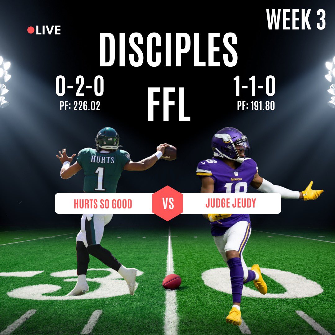 DisciplesFFL's tweet photo. Week 3 matchups (1/2) https://t.co/T5dR2oMsiT