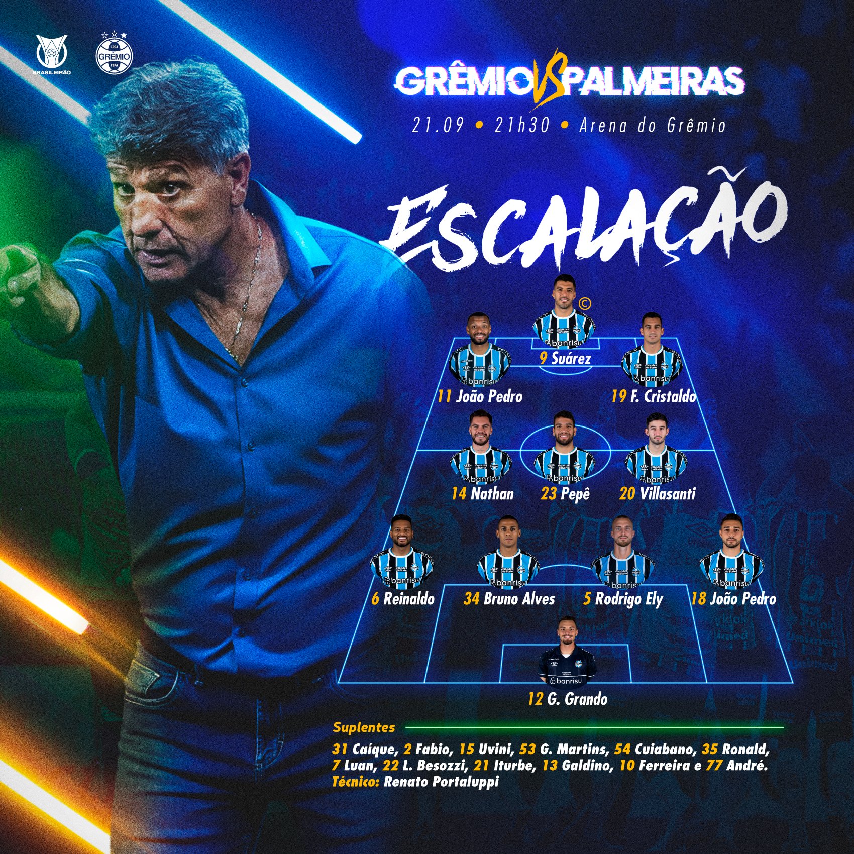 Tricolor escalado para o jogo contra o Palmeiras!