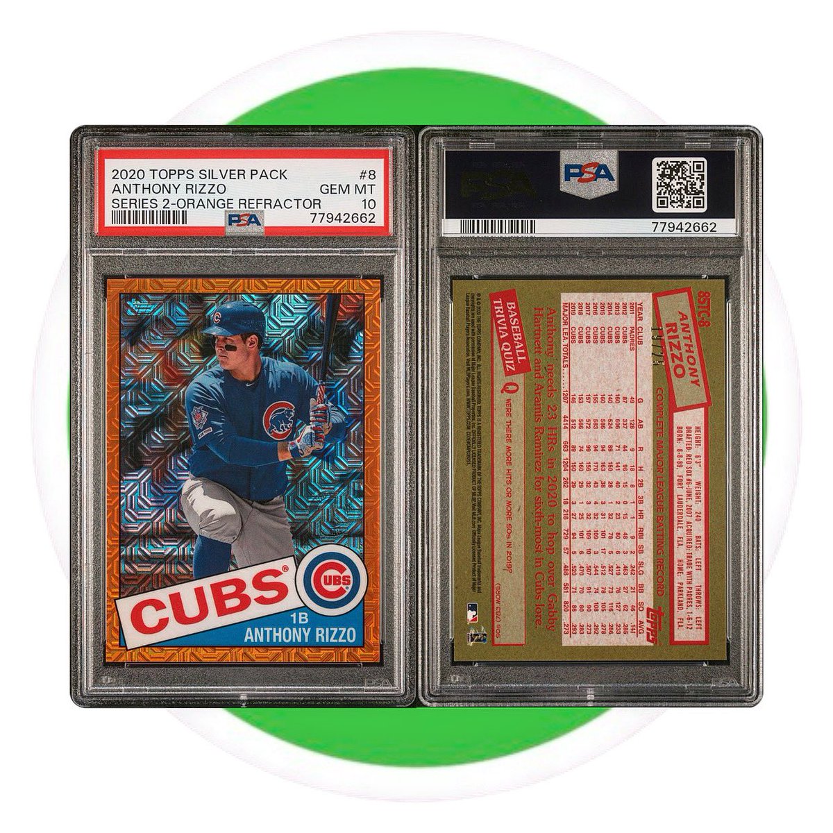TcTsportscards's tweet image. ⚾️ ANTHONY RIZZO ⚾️
2020 #topps #silverpack #series2 #orange #refractor #anthonyrizzo /25 #cubs #psa10 #gemmint #psacard #graded #slabbed #collect #thehobby #whodoyoucollect #tradingcardsandthings #chicago #chicagocubs #mlb #baseball #tradingcards #tctsportscards