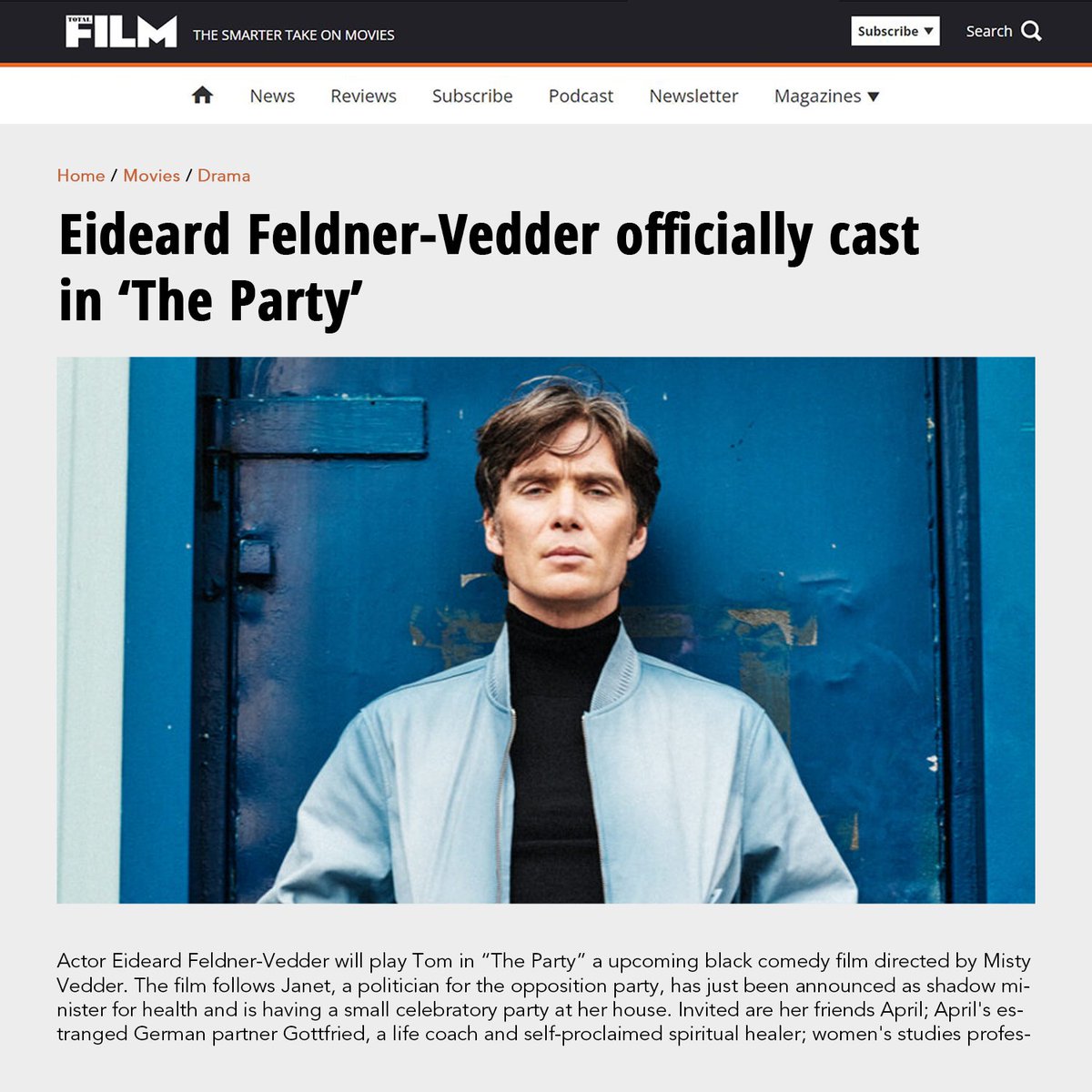 © #TotalFilmRP › 𝗧𝗵𝗲 𝗣𝗮𝗿𝘁𝘆 𝗠𝗼𝘃𝗶𝗲
→ Eideard Feldner-Vedder (@F1NEMESS) will play Tom in #ThePartyFilmRP, an upcoming black comedy produced by #NeonRatedRP.