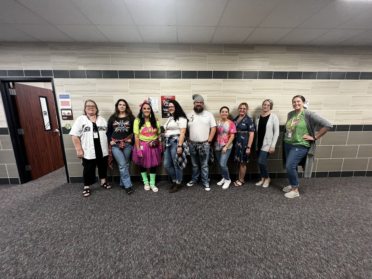 janetstackhouse's tweet photo. The English Department represents lots of decades! #happyhocoweek @TISDTMHS https://t.co/L5iS5b4KDS