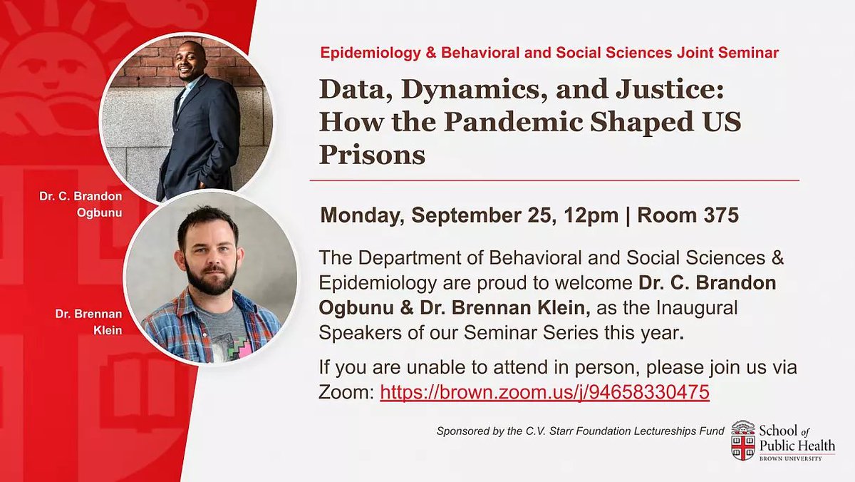 Looking forward to this! On Monday, @big_data_kane and I will be presenting work on mass incarceration and public health @Brown_SPH @Brown_Epi Joint work alongside the amazing @elizabhinton @svscarpino + many more @IPIPS_Harvard @NUnetsi @Experiential_AI events.brown.edu/epidemiology/e…