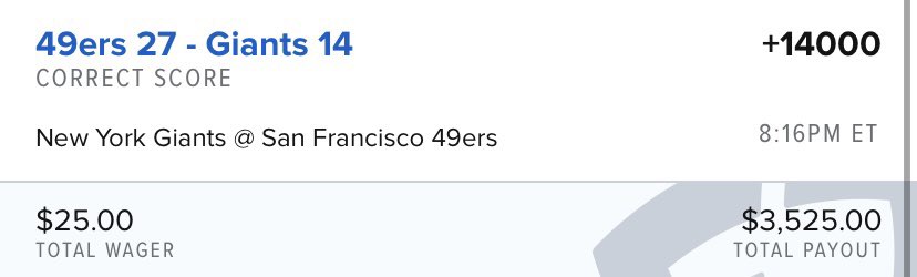 CookTheBooks12's tweet photo. 🚨NYG/SF Game Projection🚨

CTB predicts the score to be 
49ers 27 Giants 14 

If we smack this I’ll give 1 person $1000 who ❤️‘s and RT’s this post👀

#nfl #bettingpicks #FreePicks #bettingtwitter #Sports18 #sportsbettingpicks https://t.co/eJAHBJ4QKu