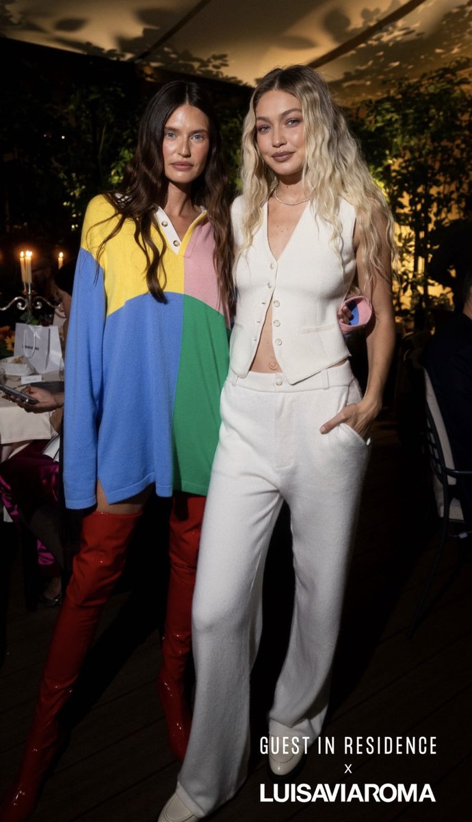 GigiHadidInfos's tweet photo. Gigi Hadid and Bianca Balti at the launch event of the Guest In Residence x LuisaViaRoma collab collection in Milan, Italy. https://t.co/a7qGuGqUvp