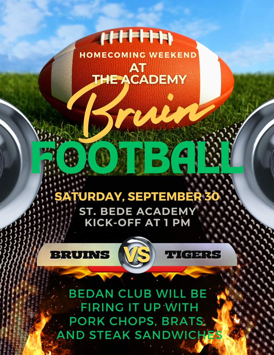 BedanClub's tweet photo. Are you ready for it? 
#letsgobruins #stbedeacademy @SBABruinFB @stbedeacademy @StBedeAthletics https://t.co/DVG5wzvJwn