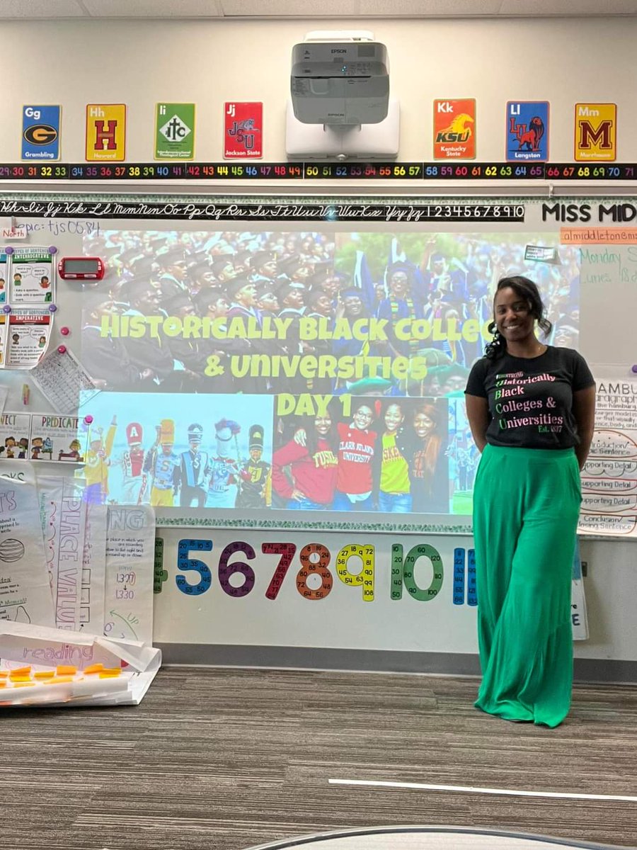 I'm one proud mentor! Look at this wonderful display of representation she brought to not only her class but the entire school community! Miss Middleton is definitely making her mark! #RepresentationMatters #HBCUPride #BlackTeachersRock