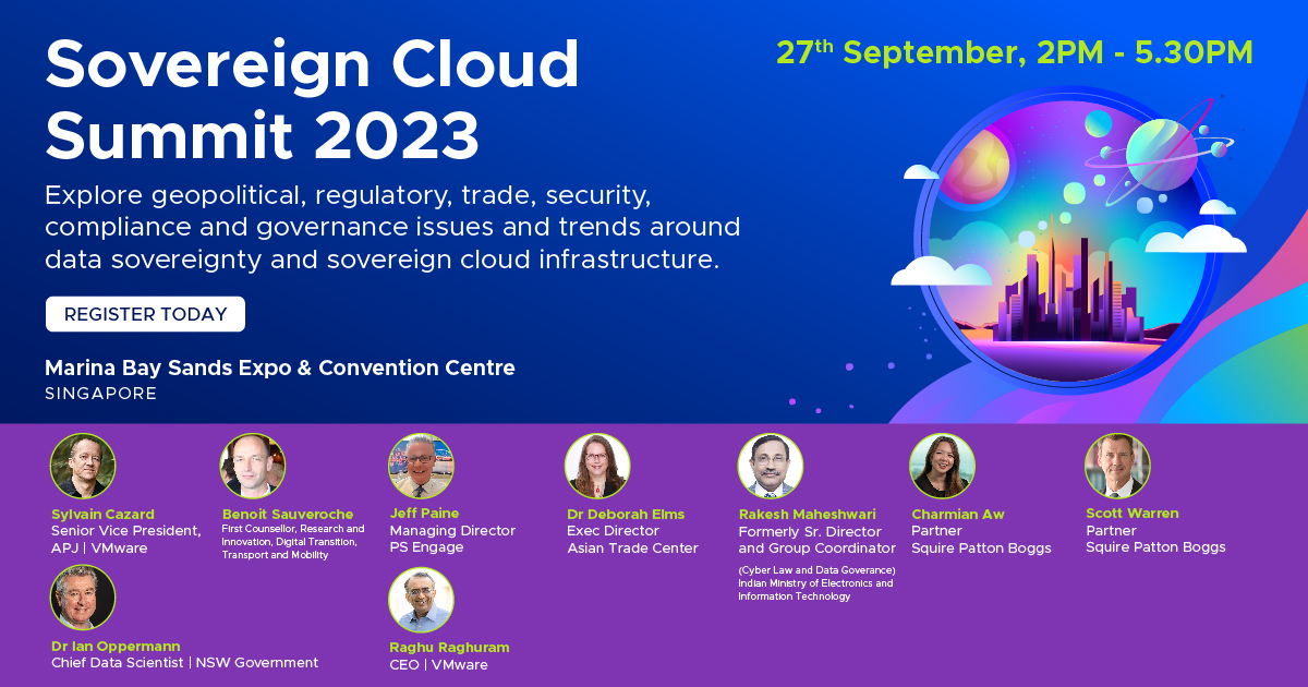 Join us at the Sovereign Cloud Summit, held within #VMwareExplore 2023 Singapore, as we discuss geopolitical, regulatory, security and governance issues around data sovereignty and sovereign cloud infrastructure. 

Register now: vmware.com/learn/2121430_…