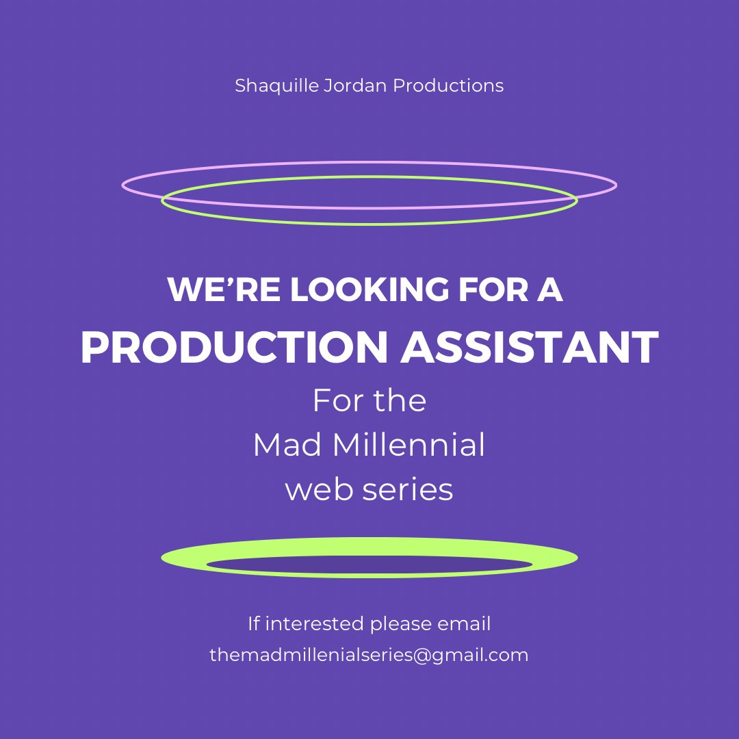 PRODUCTION ASSISTANT NEEDED‼️

 #MadMillennialSeries #MadMillennial #NewWebSeries #ProductionAssistant #AssistantNeeded