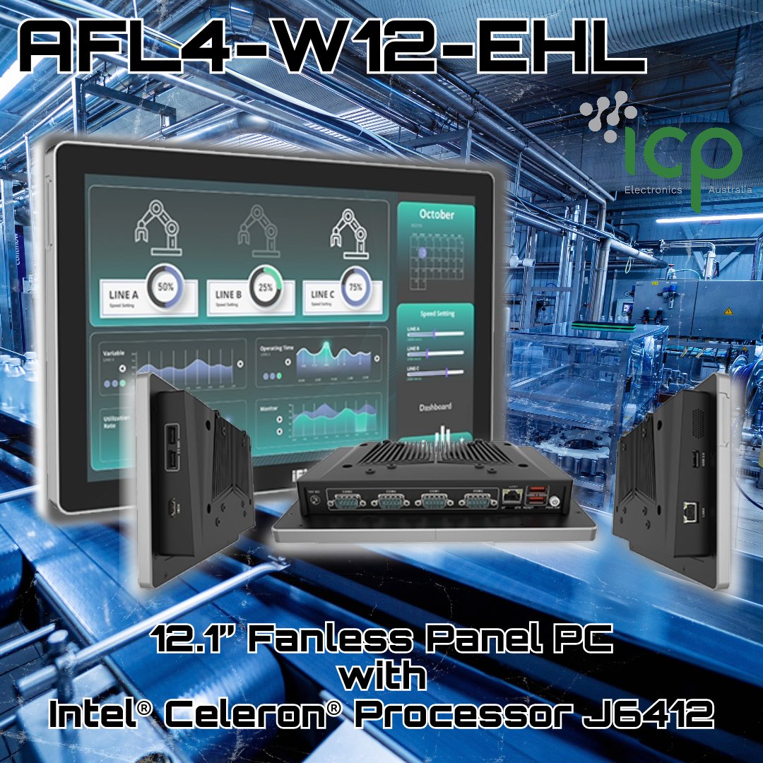 ICPElectronics's tweet photo. Introducing @ieiworld AFL4-W12-EHL—12.1" of pure power and functionality 🖥️. From kiosks to factories, this fanless PC excels with Intel® Celeron® J6412 🚀. #iEi #IndustrialTech #FanlessPanelPC @ieiworld https://t.co/MC76BHIAct