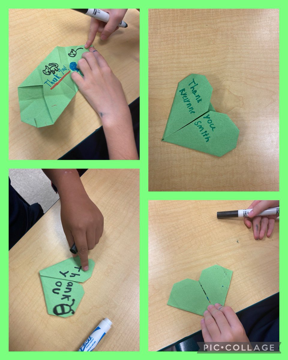 CTroncoso20's tweet photo. #StartWithHelloWeek Trusted Adult Thursday. 3rd &amp; 4th graders create origami hearts 💚 to thank someone that makes them feel welcome at school @OES_Ocelots #WorldGratitudeDay https://t.co/nkZuRaE63f