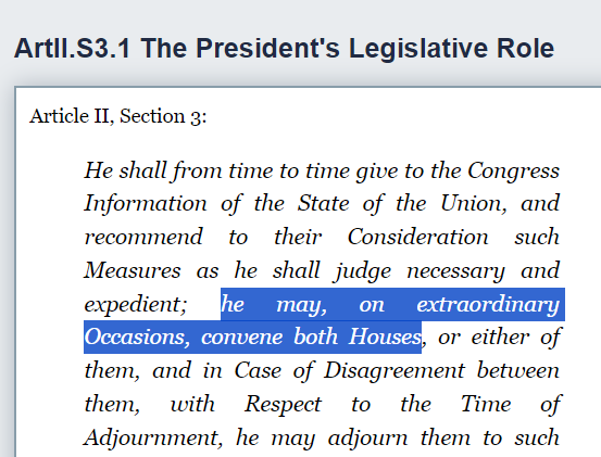 just saying
POTUS has the power to convene Congress
