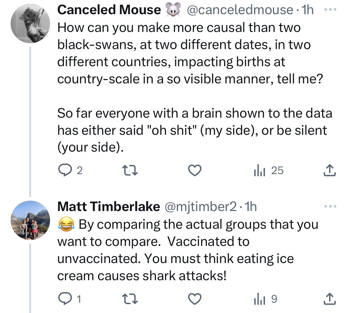 Totally hilarity from this Mouseketeer. “What could better show causation between the vaccinated and unvaccinated than random temporal events?” “How about comparing the vaccinated to the unvaccinated?” “No, that doesn’t work.”