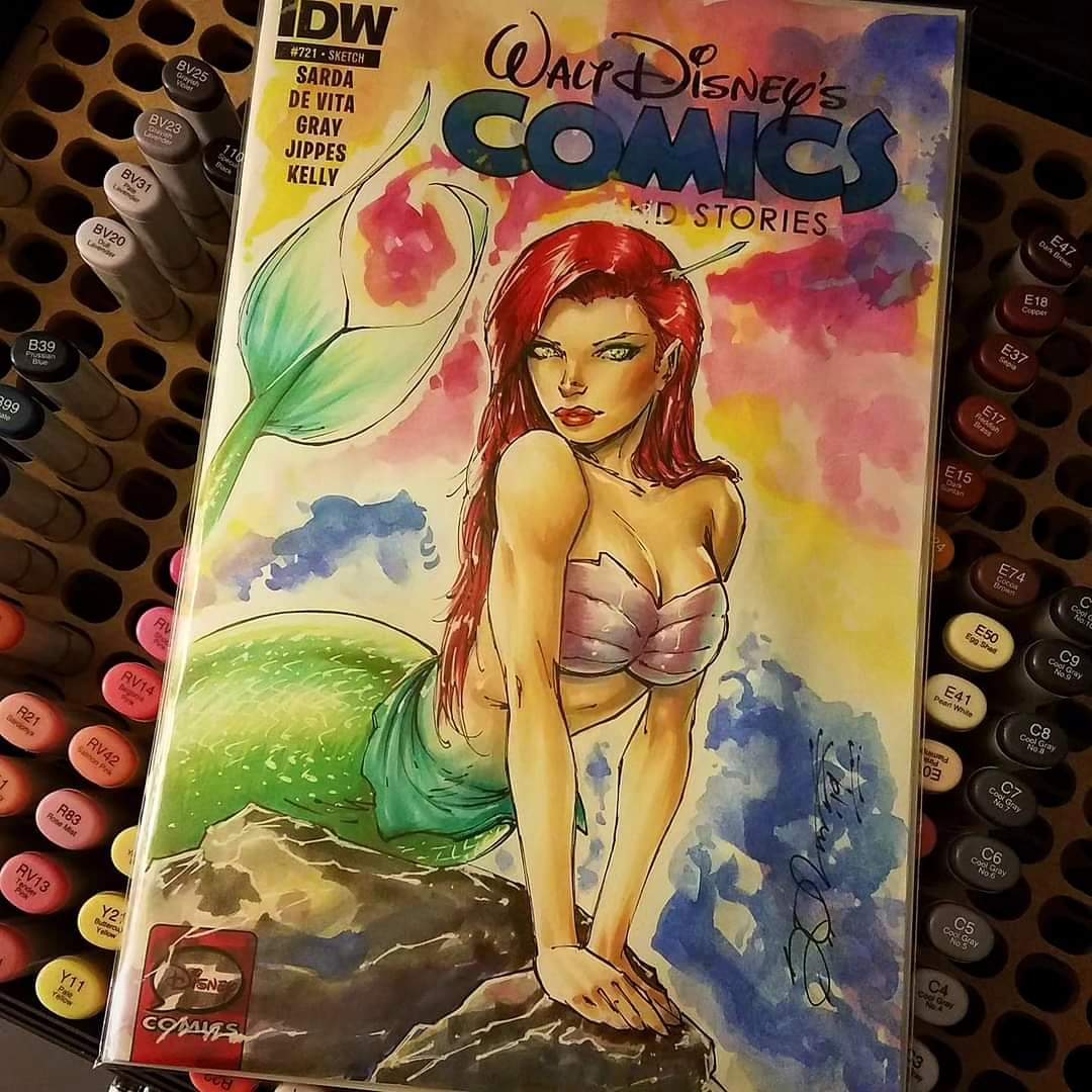 I drew #Ariel on a Disney Comics #721 #SketchCover a few years ago. If you're an artist who works on sketch covers, I highly recommend this blank. Worked nicely with mixed media. Totally forgot this blank cover existed #AZCreator #IndieCreator #TraditionalArt #MakeArt #Draw