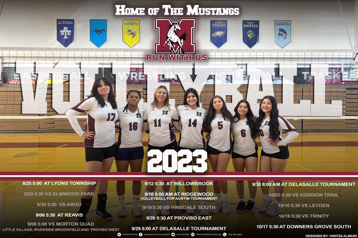 Pretty sure we are 2 for 2 at sports schedules! Awesome design by senior Yaritza Almaraz stay tuned more to come #mortonpride #girlsvolleyball