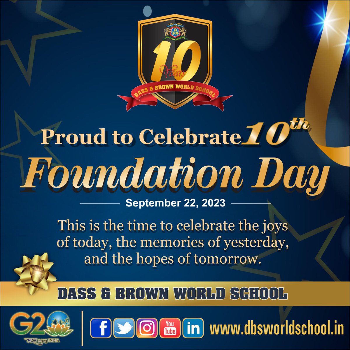Today, Dass and Brown World School proudly marks its 10th Foundation Day, a testament to our legacy of providing affordable quality education. 📚✨
Here's to a legacy that will endure for generations, impacting countless lives and shaping a brighter future. 🌟
#DBSFoundationDay