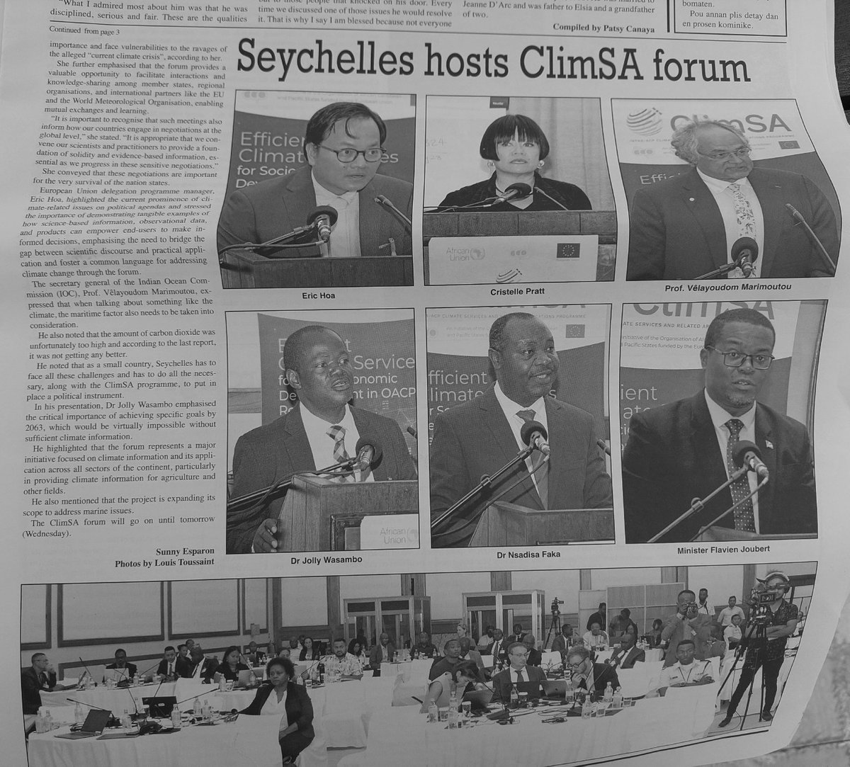 AucClimsa's tweet photo. #sychelles nations newspaper has covered the recent #CLIMSA forum. Enjoy reading!
#TheAfricaWeWant #earlywarning4all #AUEU https://t.co/aMSxKntbp3