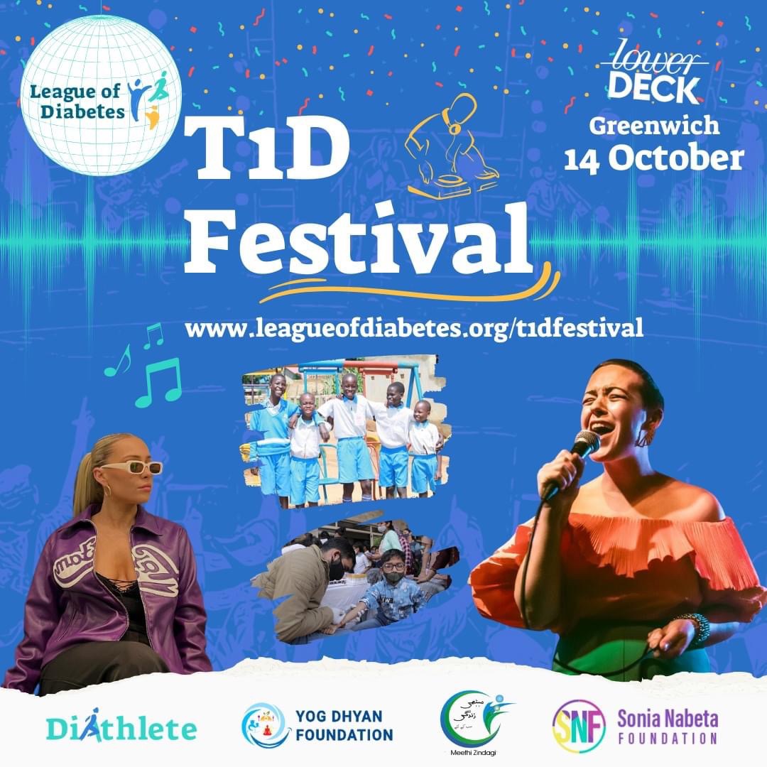 Diathlete | League of Diabetes (@diathlete) on Twitter photo 3 weeks to go #t1dfestival #Greenwich
> 1pm-3.30pm sessions on #type1diabetes & tech, motivation & #t1d global
> from 5pm: prize draw, interviews, live music
Tickets 🎟 support work of <a href="/SoniaNabetaFDN/">Sonia Nabeta Foundation</a> <a href="/YogDFoundation/">Yog Dhyan Foundation</a> <a href="/MeethiZindagi/">Meethi Zindagi</a> #diathlete 🇺🇬🇮🇳🇵🇰🇬🇧
leagueofdiabetes.org/t1dfestival 3 weeks to go #t1dfestival #Greenwich
> 1pm-3.30pm sessions on #type1diabetes & tech, motivation & #t1d global
> from 5pm: prize draw, interviews, live music
Tickets 🎟 support work of <a href="/SoniaNabetaFDN/">Sonia Nabeta Foundation</a> <a href="/YogDFoundation/">Yog Dhyan Foundation</a> <a href="/MeethiZindagi/">Meethi Zindagi</a> #diathlete 🇺🇬🇮🇳🇵🇰🇬🇧
leagueofdiabetes.org/t1dfestival