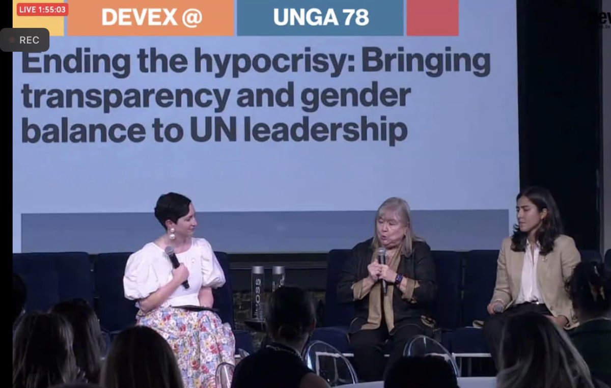 📌GWL Voices’ President <a href="/susanamalcorra/">Susana Malcorra</a> in a vibrant discussion on how to bring transparency and gender balance to the #UnitedNations leadership with <a href="/UNAUK/">United Nations Association - UK (UNA-UK)</a>'s  Head of Policy <a href="/TeimoryUNA/">Enyseh Teimory</a> and <a href="/Devex/">Devex</a>.
#womeninmultilateralism 
#UNGA