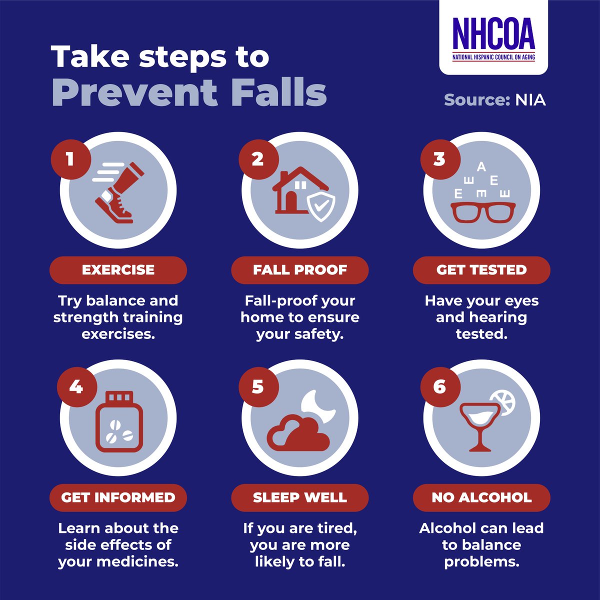 NHCOA's tweet image. #NHCOAInforms | DYK that most falls can be prevented with a little care and awareness? 
This #FallPreventionWeek, we're sharing 6 valuable tips to help you or your loved ones reduce the risk of fractures. Take charge of your well-being and enjoy a safer, more active life!
#FPW23