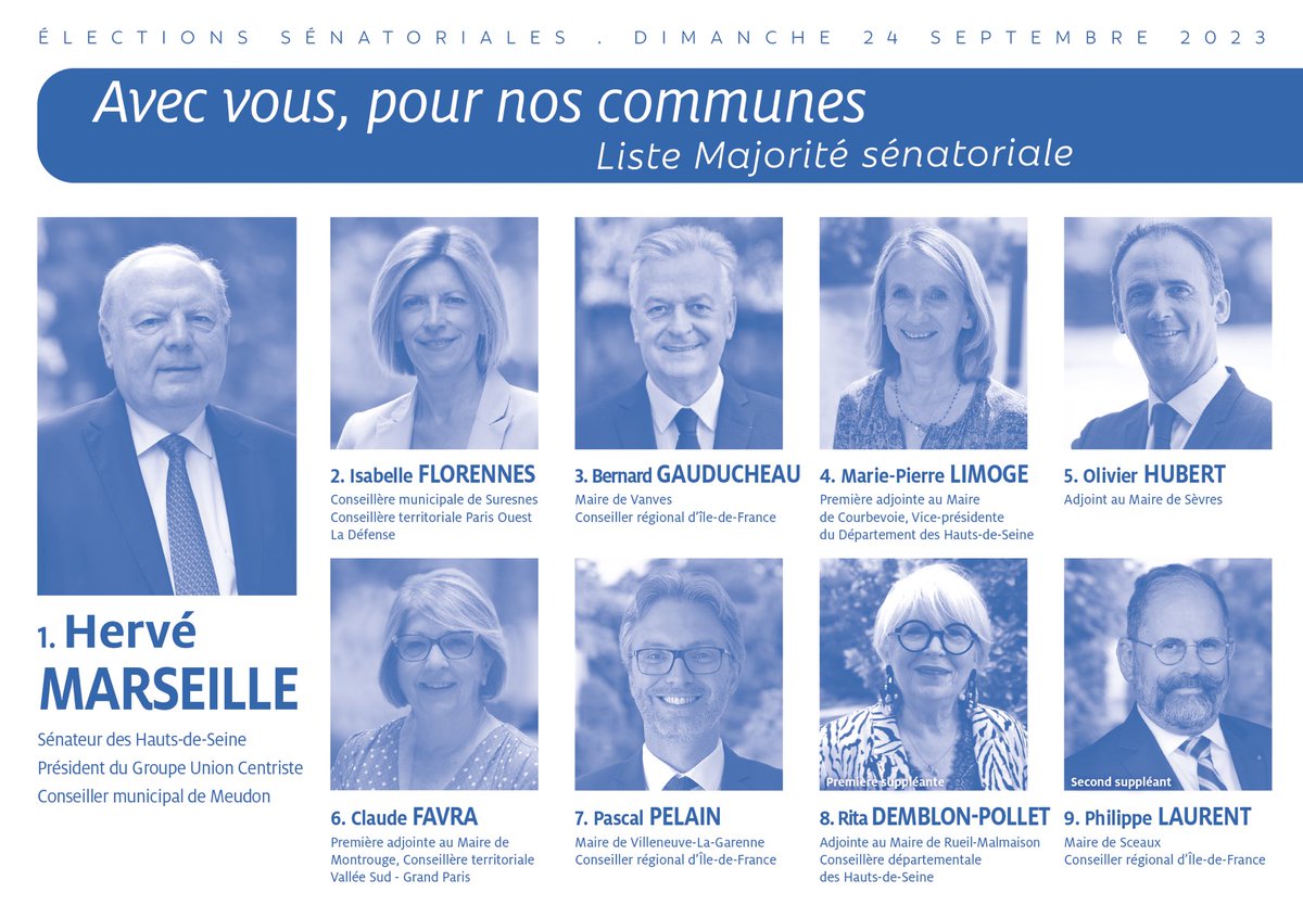 🗳️ J-2
Élections #Sénatoriales2023
#HautsDeSeine 
Pour un vote utile, un seul bulletin :« Avec vous, pour nos communes »
Redonnons aux élus locaux et aux collectivités les moyens d’agir grâce au <a href="/Senat/">Sénat</a> au sein de la majorité sénatoriale 
👇