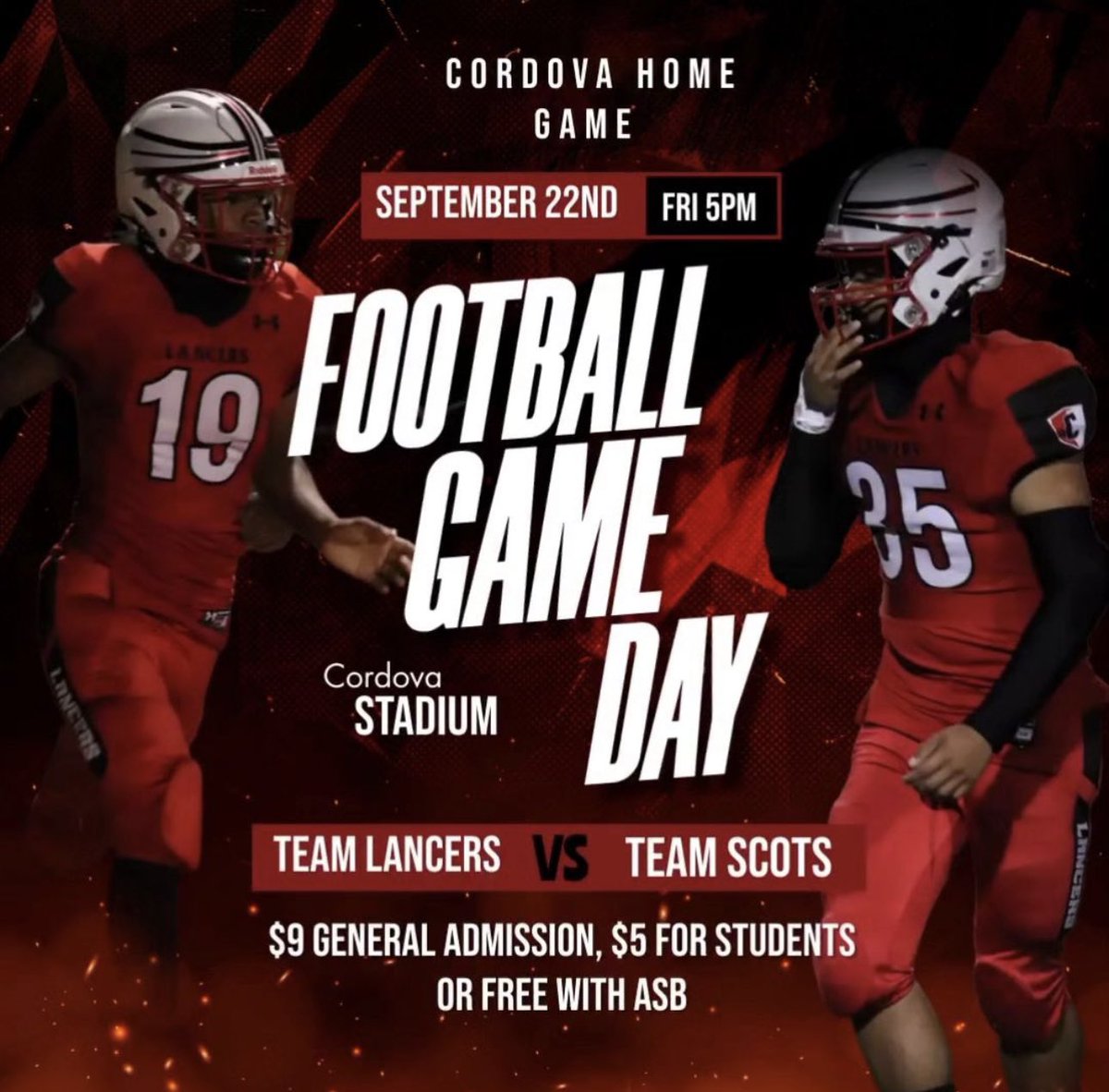 Offense is getting hot! Defense is going to bring it! It will be a good game! Come support! <a href="/FCUSD_Athletics/">FCUSD Athletics</a> <a href="/CBClarkFCUSD/">CClark@FCUSD</a> <a href="/CityofRCordova/">City of Rancho Cordova</a> <a href="/RanchoCordovaPD/">Rancho Cordova PD</a> <a href="/SacBee_JoeD/">Joe Davidson</a> <a href="/RotaryofRancho/">Rotary RanchoCordova</a> <a href="/sacsheriff/">Sacramento Sheriff</a> <a href="/coachkmr/">Kris Richardson</a> <a href="/rbeezy_3/">Coach Ryan Battle</a>