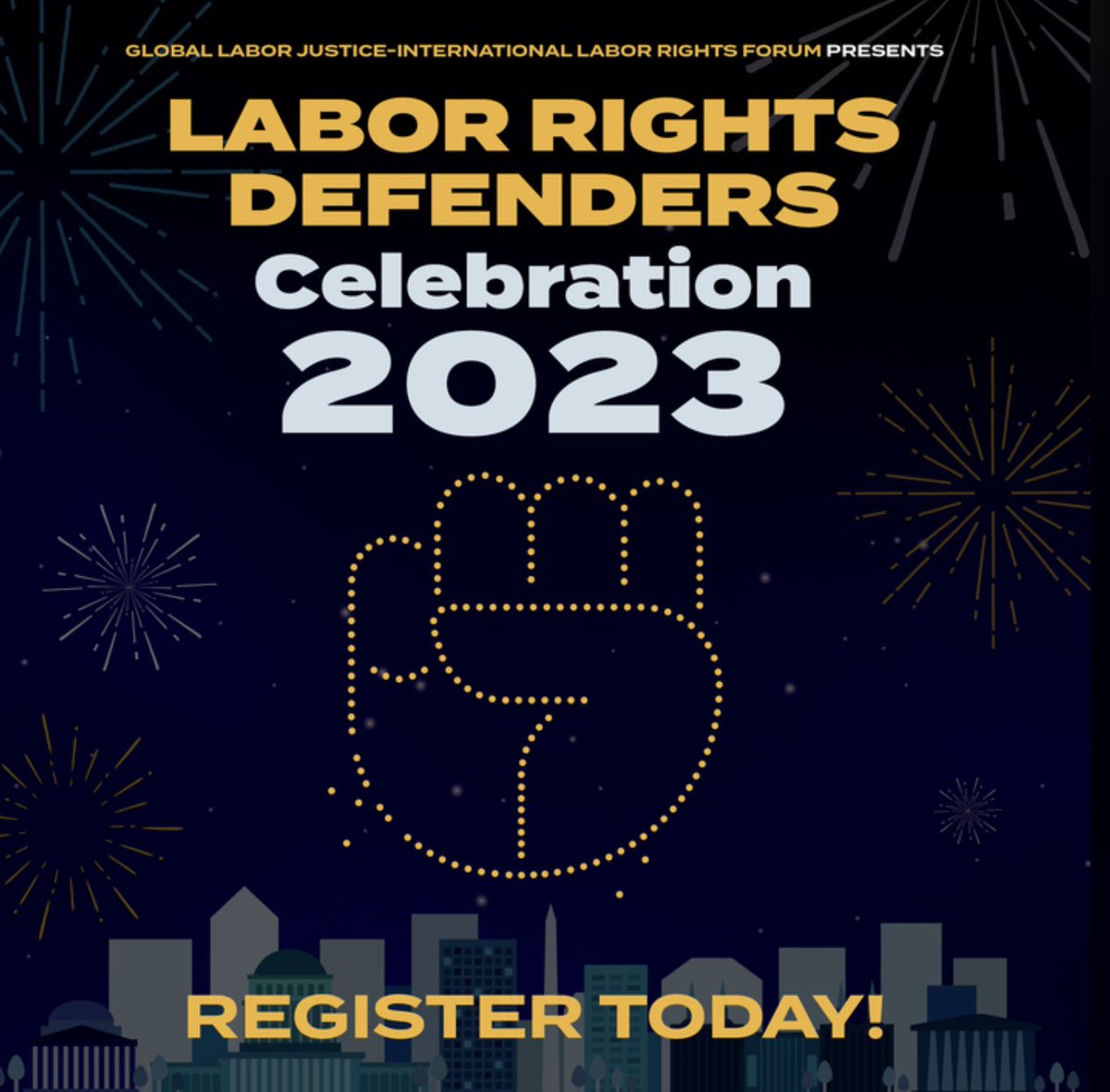 On 10/3, from 5-7:30, join GLJ-ILRF to celebrate #Workers, their movements, & their fights at our annual Global Labor Rights Defenders Event. Let’s build #Solidarity and community in support of these efforts! Register to attend the event in DC ➡️tinyurl.com/4uj37abz