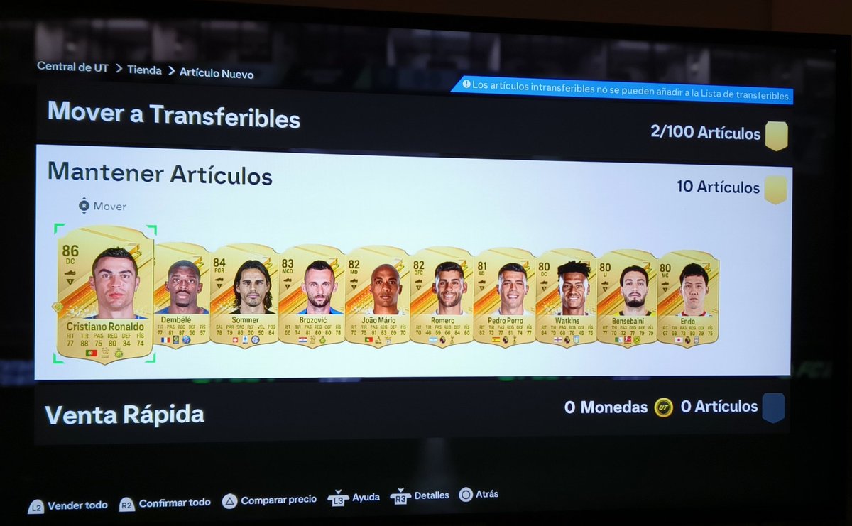 Arranco medianamente bien en #EAFC24 #CristianoRonaldo y #Dembele en un mismo sobre.