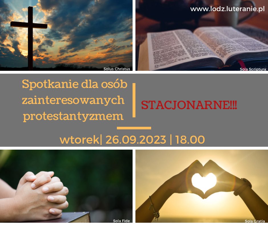 LLuteranie's tweet photo. Spotkanie dla osób zaintersowanych protestantyzmem.

Wtorek 26.09 godz. 18.00

Budynek parafialny - wejście od ul. Czerwonej.

Zapraszamy osoby, które chcą poznać Kościół ewangelicko-augsburski lub przygotować się do podjęcia decyzji o wstąpieniu do Kościoła ewangelickiego! https://t.co/6AD0kIlnI0