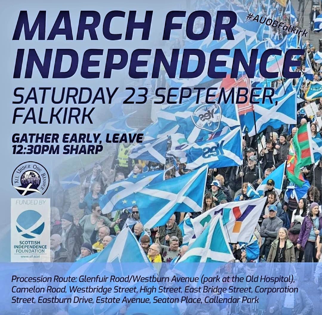 AUOBNOW's tweet photo. TOMORROW WE MARCH πππ
MAKE SURE TO ATTEND THE NATIONAL DEMONSTRATION FOR SELF DETERMINATION.
MARCH FOR INDEPENDENCE π΄σ §σ ’σ ³σ £σ ΄σ Ώ
FALKIRK - SATURDAY 23 SEPTEMBER
#AUOBFalkirk https://t.co/p7fR3FR0om
