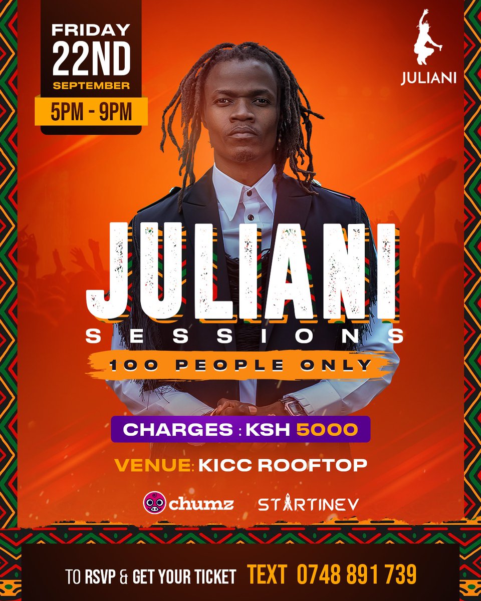 Napatiana 4 tickets by 12pm for today's #Julianisessions Courtesy @bonifacemwangi Nta select at random.
