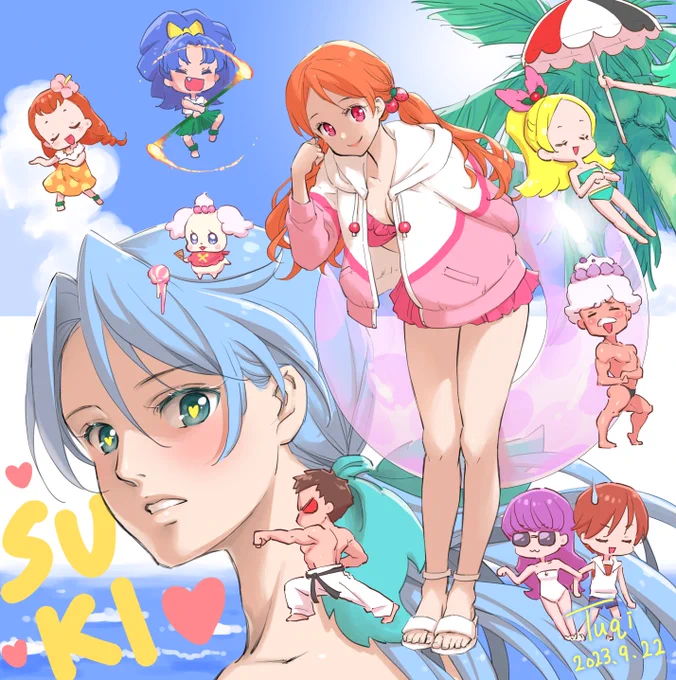前に描いた大人リオいちonザ・ビーチのリメイク…のはずが、ちびキャラ描くのがだんだん楽しくなってきてイイ感じにごちゃごちゃした画面になったジャバ(*'ω`*) 