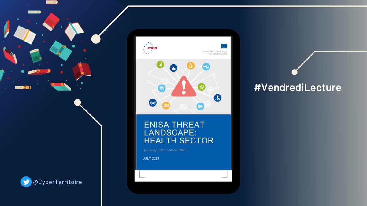📚#VendrediLecture
Panorama des #cybermenaces dans le secteur de la #sante, un rapport de l’ <a href="/enisa_eu/">ENISA</a> 🏥
🛡️Parce que « savoir ce que l’on affronte est alarmant, l’ignorer est terrible » Victor Hugo
#cybersecurite #cyberattaques #cybercriminalite 
👉enisa.europa.eu/publications/h…