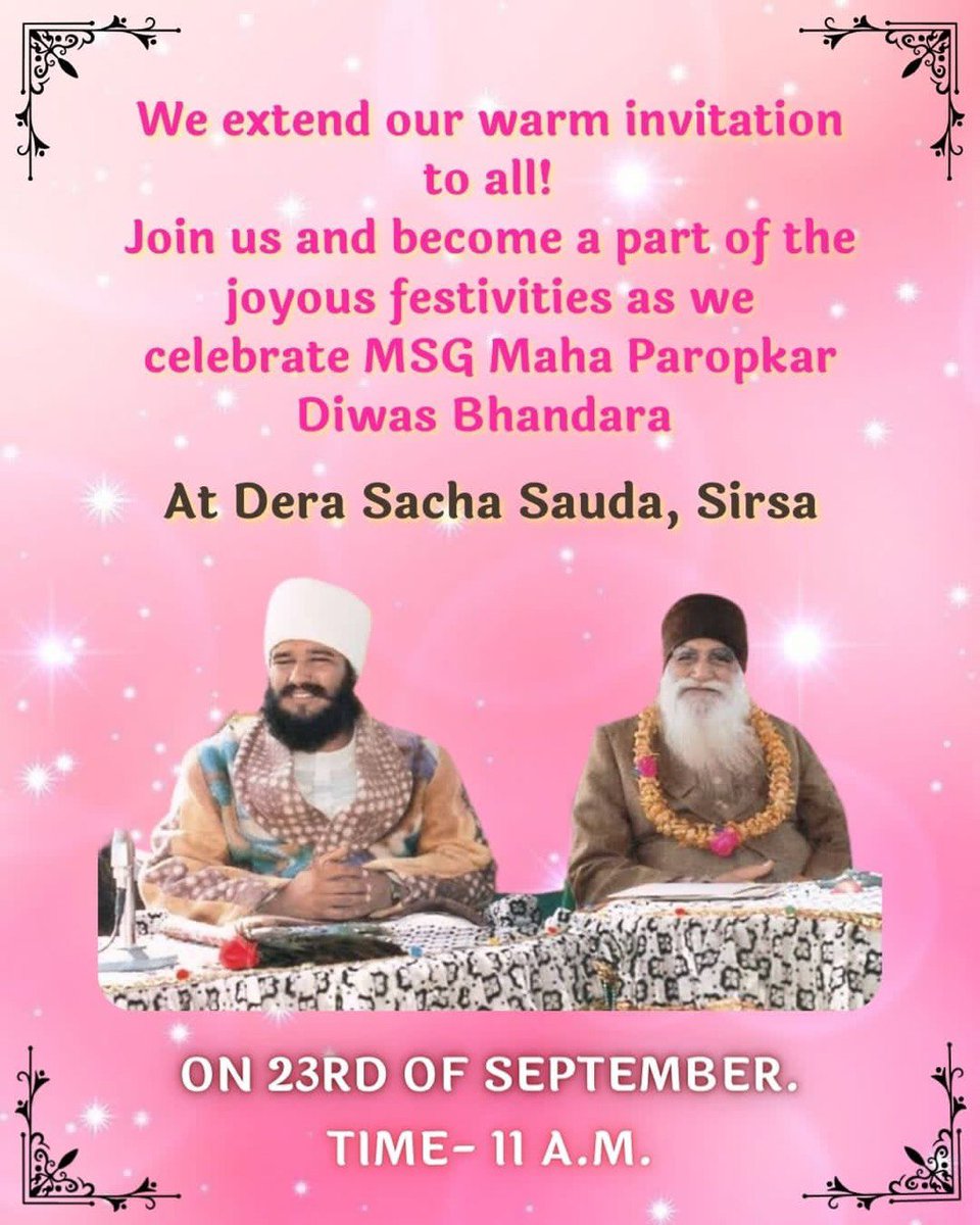 InsanShalini's tweet photo. Prior to HIS physical demise, Param Pita Ji handed over the divine throne to His Excellency Guru Saint MSG Insan. Param Pita Ji has been illuminating the path of unity and humanity to this universe for more than 27 years.

#GuruGaddiDiwasBhandaraAtDSS https://t.co/a6fgIGHQdd