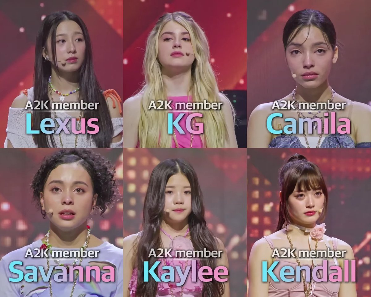 kchartsmaster's tweet image. Final members of JYP Entertainment American girl group 'VCHA':

1. LEXUS
2. KG
3. CAMILA
4. SAVANNA
5. KAYLEE
6. KENDALL