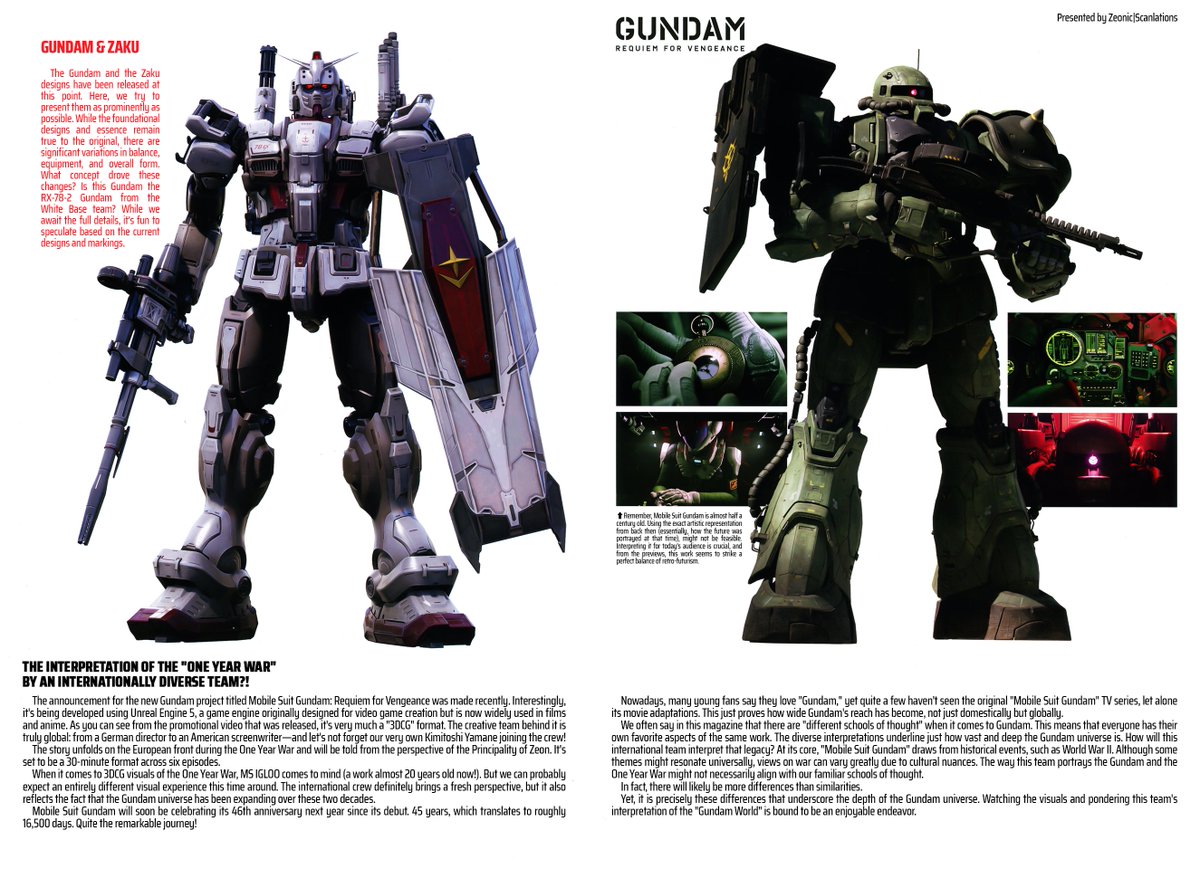 zeonicscans's tweet photo. We've got an article on Requiem for Vengeance from the latest issue of Great Mechanics! Now everyone can pour over the designs of the Gundam and Zaku with more detail!

#Gundam #ガンダム https://t.co/yrogsu7rcn