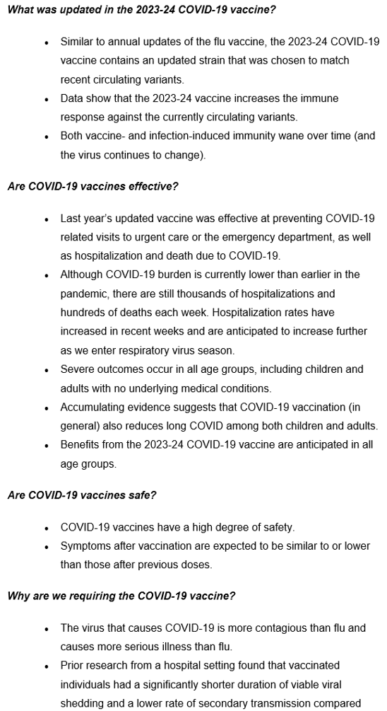 chestermtam's tweet photo. 🚨 BREAKING: MANDATORY COVID VACCINE for HEALTHCARE WORKERS

The Advisory Committee on Immunization Practices (ACIP) and the Centers for Disease Control and Prevention (CDC) jointly issued a recommendation on September 12, 2023, advising that individuals aged 6 months and older should receive a revised COVID-19 vaccine.

In a recent Leadership Announcement at Boston Children's Hospital for the listed employees in screenshot below will be REQUIRED to receive ONE DOSE of the 2023-24 COVID-19 vaccine by November 17th, 2023, regardless of role, unless they are fully remote, or have an approved medical or religious exemption. 

No declination forms allowed for either the Flu or COVID-19 shots.

⚠️ DO NOT COMPLY