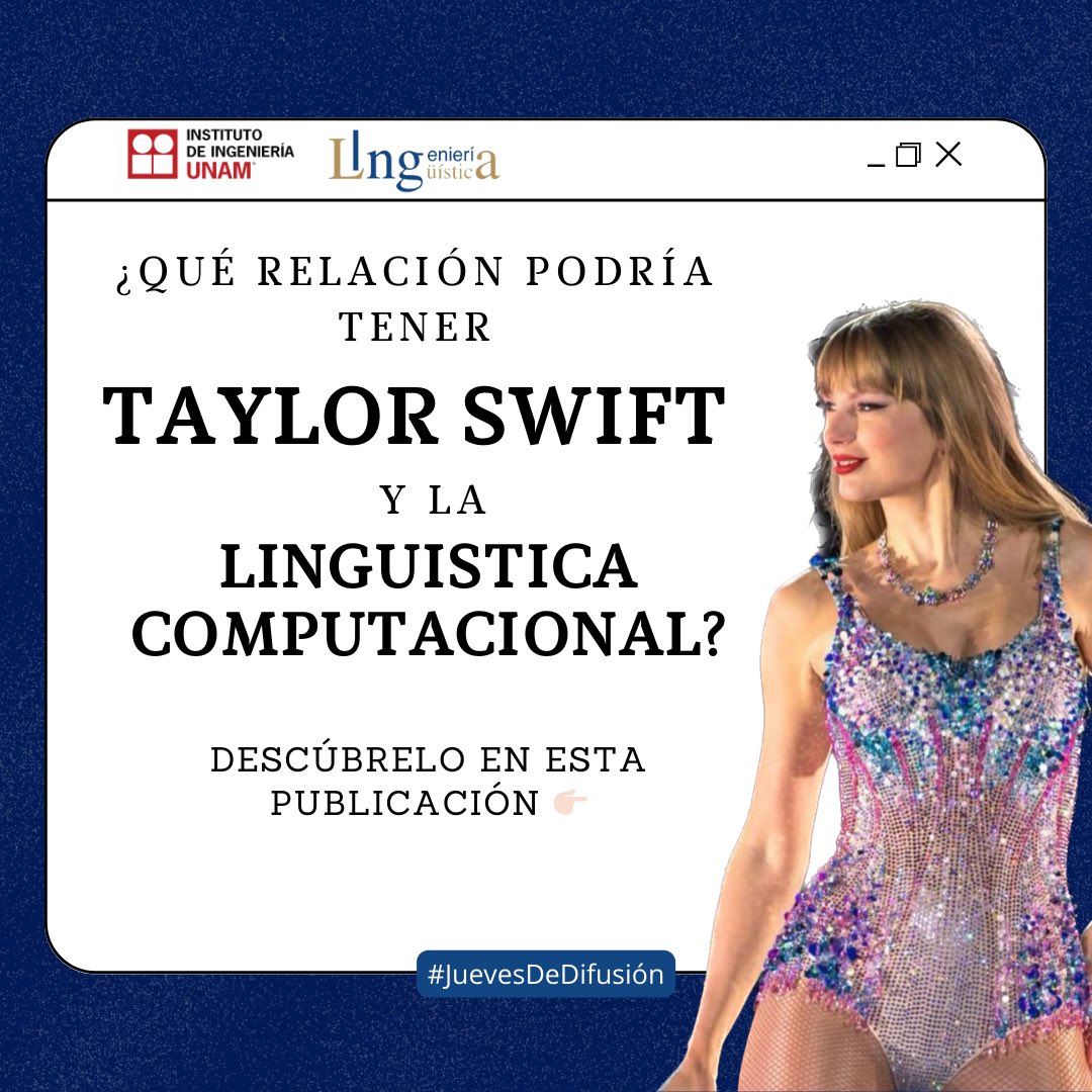 GIL_UNAM's tweet photo. Hoy en #JuevesDeDifusión veremos que relación tiene Taylor Swift y la lingüística computacional. 
¿Qué palabras usaron para sus Friendship Bracelets? Dejanos tus comentarios.
#GILUNAM https://t.co/37o6CcL04f