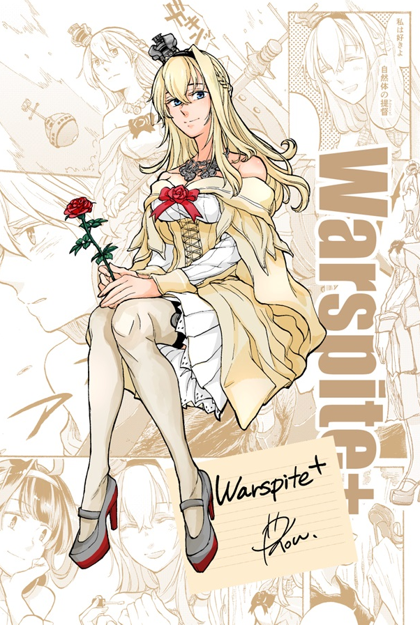 warspite (kancolle) 1girl bird dress mini crown blonde hair off shoulder crown  illustration images