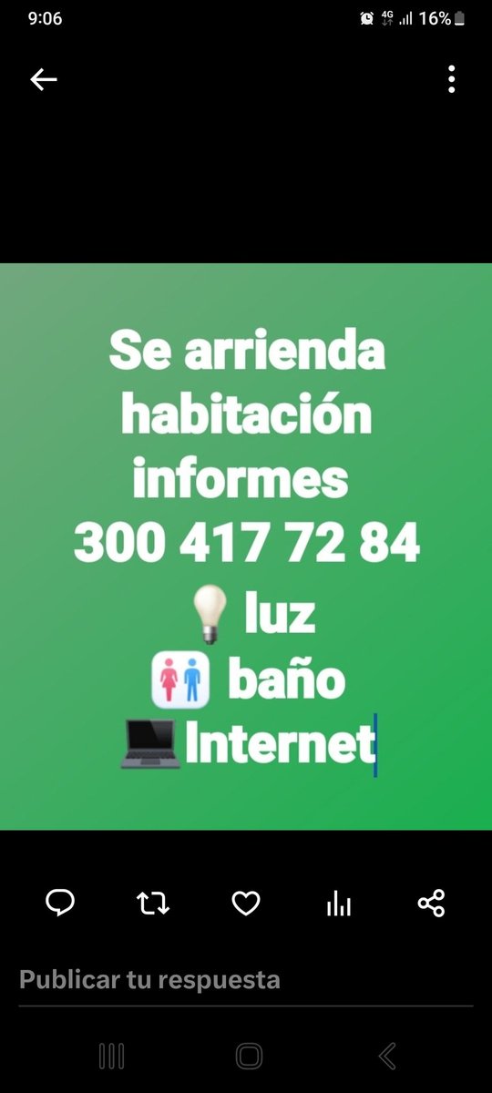 BermuAdolfo's tweet photo. la habitación está ubicada en 7 de Agosto Carrera 27con 63f la habitaciones está totalmente amueblada con todos los servicios incluidos agua Luz Wi-Fi servicio de cocina lavandería tiene un costó de 600 Mill 
Información...3004177284 https://t.co/bq4nnpn6Rh