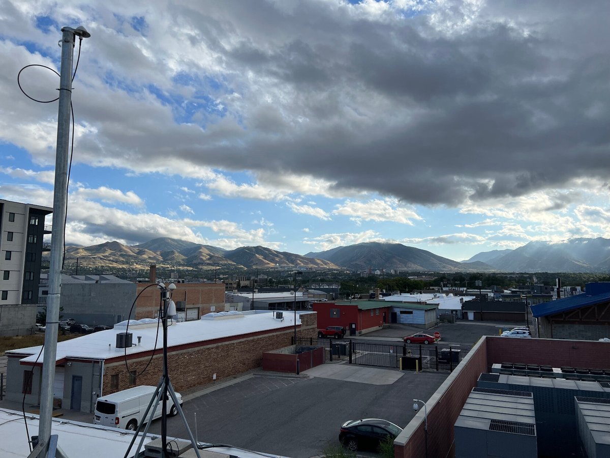 High-precision time sync is coming to the Utah CloudLab cluster! Here's a view from the roof of the <a href="/UUtah/">University of Utah</a>'s Downtown Data Center showing the antenna mast that CloudLab's PTP Grand Master clock will use to synchronize with GPS.