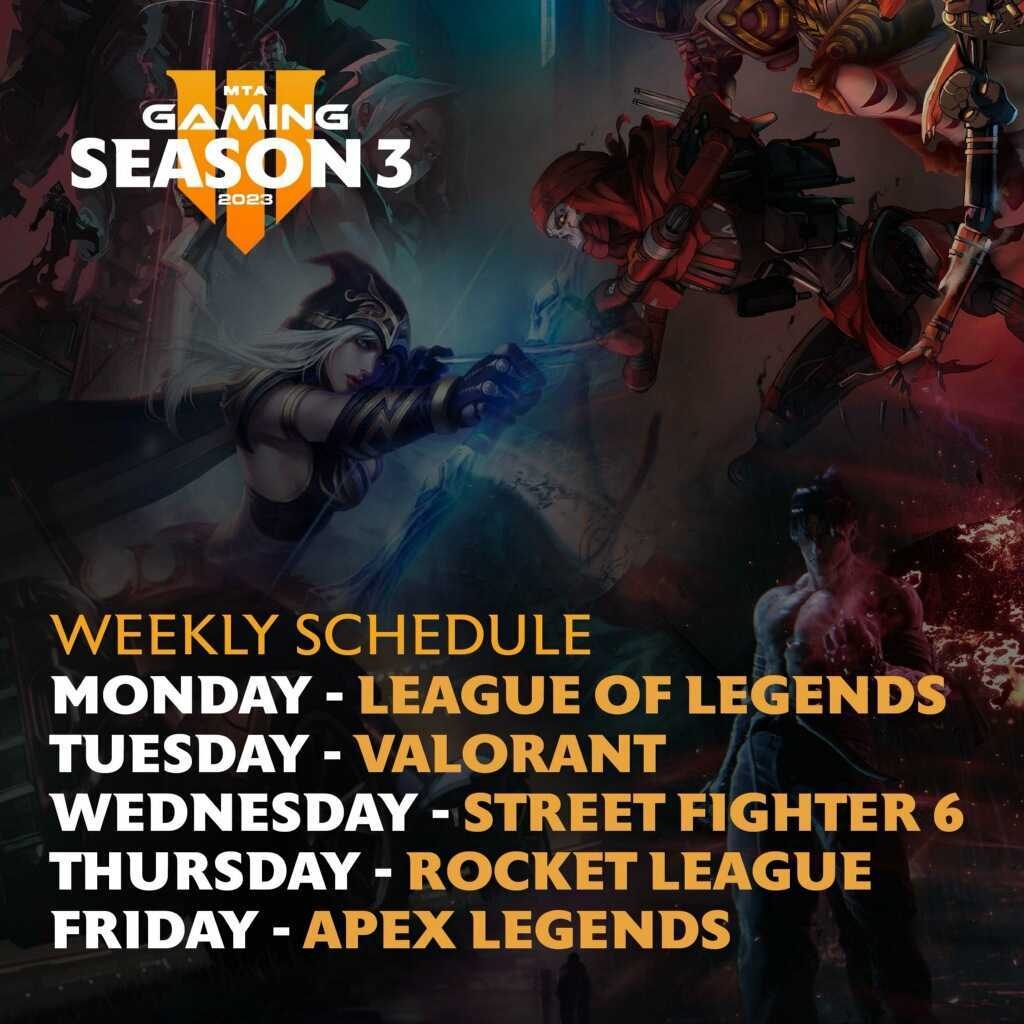 Locked and loaded for Season 3? Check out this year's game lineup!
.
.
.
#leagueoflegends #valorant #sf6 #rocketleague #apexlegends #mtagaming #alaskagaming #alaskaesports #alaska