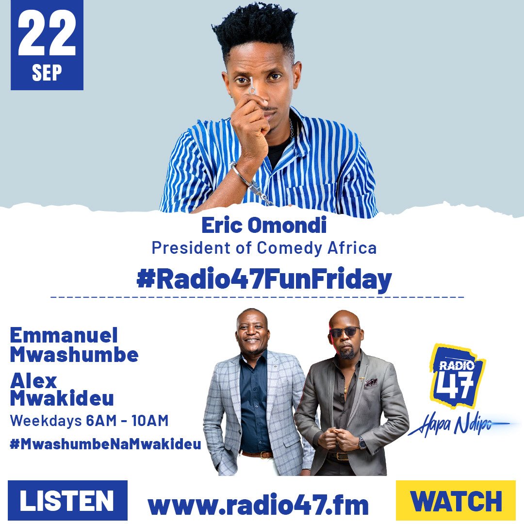Ericooooooo!!!! Ndani ya @radio47_ke this morning!!! Can't wait!!! Tune in now!!! #MwashumbeNaMwakideu