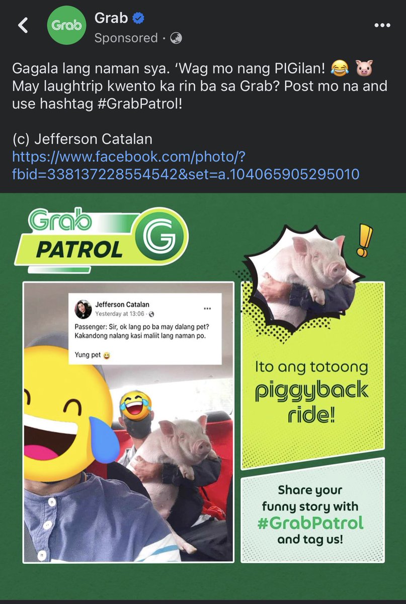 EasyJeric's tweet photo. not everyone is a dog furson,,, yung iba pig furson!! @grabph #GrabPatrol https://t.co/uP0K7xUGrU